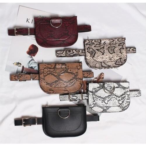HISUELY Women Waist Pack Serpentine Fanny Pack Leahter Waist Bag Famal Fashion Snake Skin Waist Belt High quality Female Purse