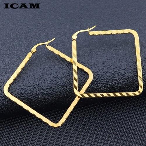 ICAM New Square Hoop Earrings For Women Fashion Jewelry Pendientes Boho Big Geometric Simple Party Statement Evening Earrings