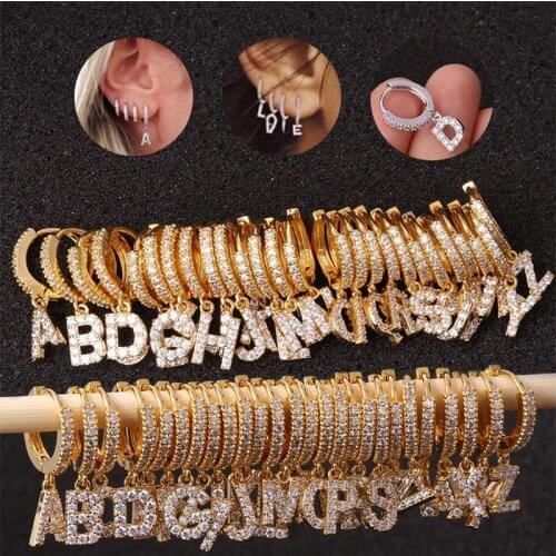 1Piece Single Letter Earrings for Women Fashion Jewelry Cute Letter Ear Cuff Women Zircon Earring Rings with Stone