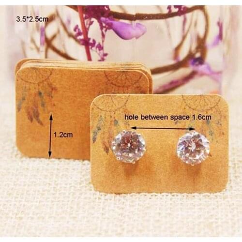 100PC Multi Flower Pattern Small Earring Paper Package Card DIY Handmad Elegant Stud Earring Card White Kraft Paper Jewelry Card