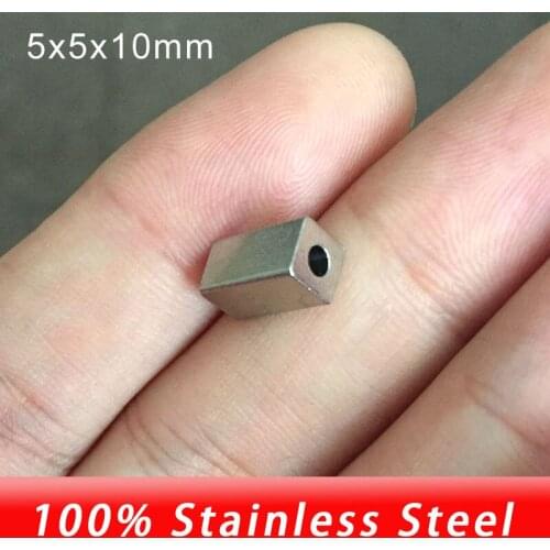 Diy jewelry making cube Beads 2.5/3/4/5mm square beads hole 2mm rectangle bead stainless steel high quality wholesale 100pcs