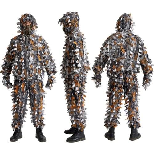 3D Forest Sniper Ghillie Suit Woodland Men Women Outdoor Camouflage Leaf-Shaped CS Paintball Jackets Uniform Hunting Clothing