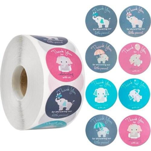 500Pcs 8 Styles Cute Elephants Animal Thank You Stickers Seal Labels Scrapbooking Decorative Handmade DIY Stationery Sticker
