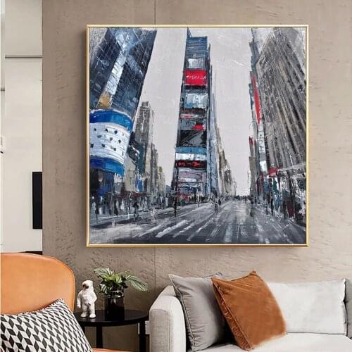 Handmade Abstract Oil Painting Wall Art City Building Picture Minimalist Modern On Canvas Decorative For Living No Frame