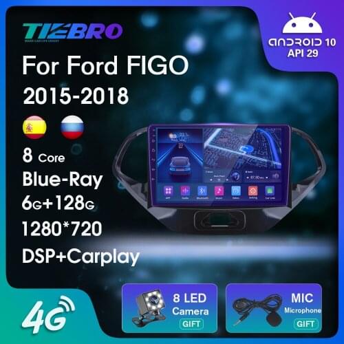 2Din Blu-ray IPS Screen Car Radio For Ford FIGO 2015-2018 Android10 Car Video GPS Navigation Auto Radio Bluetooth Player Carplay