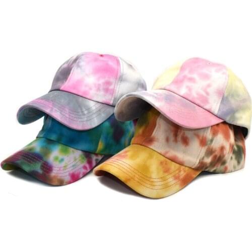 New Fashion Women Tie Dye Cap Multicolor Irregular Print Baseball Cap Female Outdoor Streetwear Summer Caps Hats