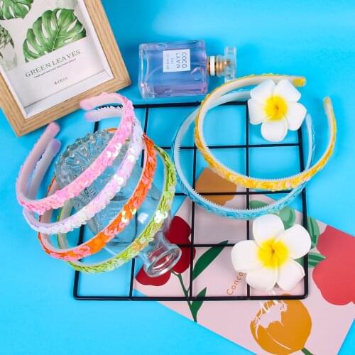 1cm/0.4in Glitter Headbands Soft Anti-Slip Women Shiny Headbands for Girls Sparkly DIY Hair Accessories