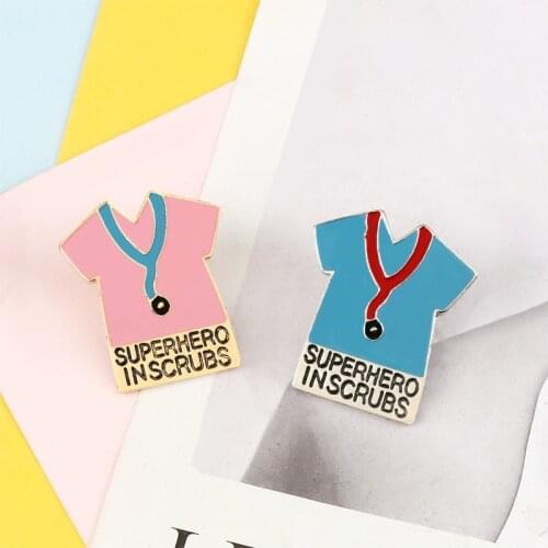 Superhero Inscrubs Medical Brooches Pink Blue Clothes Fashion Enamel Lapel Pin for Nurse Doctor Shirt Collar Badge Pins Jewelry