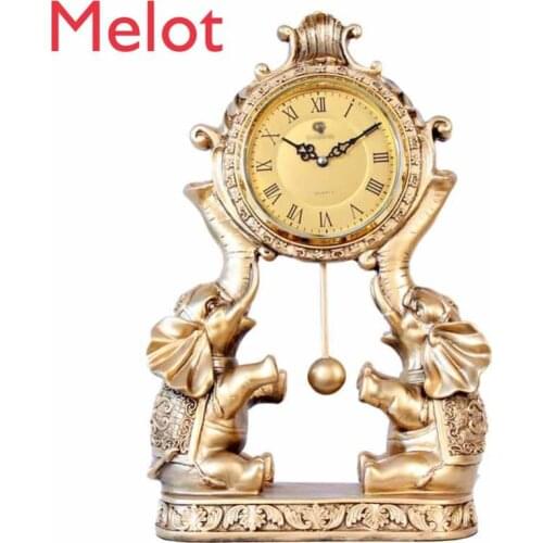 Clock Elephant Clock Retro Creative Living Room Desktop Ornaments Large Sized Creative Clock Study Desk Clock Avant-garde art