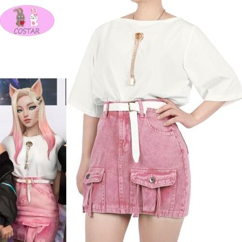 COSTAR Game LOL KDA Girl Group The Nine-Tailed Fox Ahri Cosplay Costume Set Women Sexy Clothing Halloween
