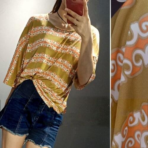 1 Meter Xiangyun Printed Double-sided Knitted 100% Mulberry Stretch T-shirt Silk Garment Fabric