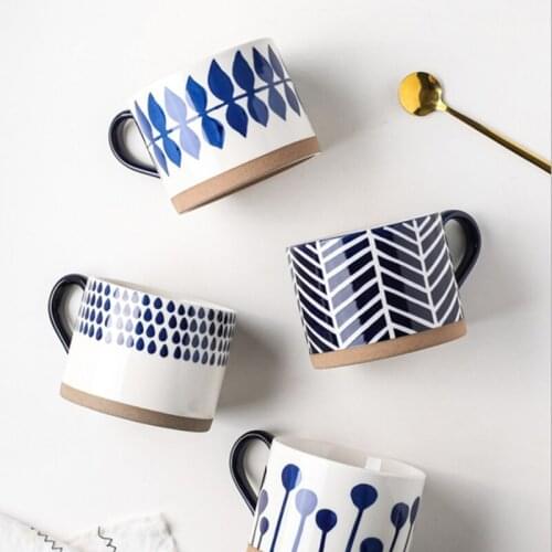 European style creative ceramic mugs breakfast cups large capacity coffee cups household ceramic water cups milk oatmeal cups