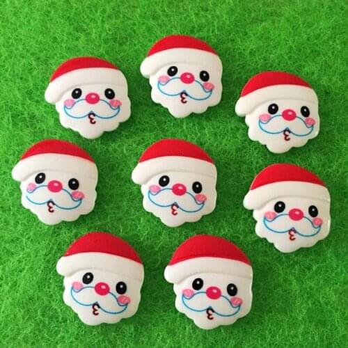 Hot DIY 20pcs 19*19mm Resin Hand Painting Santa Claus Flatback Wedding Christmas Buttons -B651