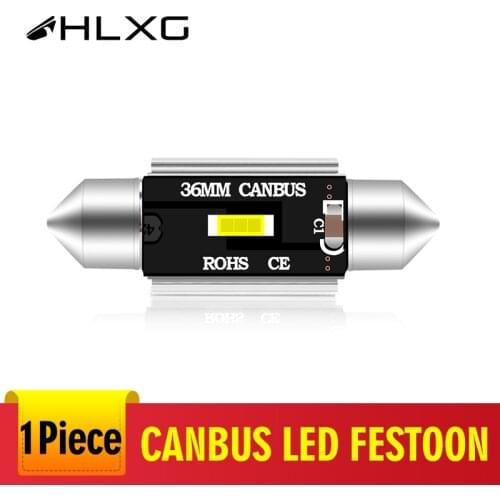 HLXG 1pcs 31MM 36MM CANBUS Error Free High Quality Festoon CSP Chips LED Auto Housing Roof Lamp Car Interior Reading White 12V