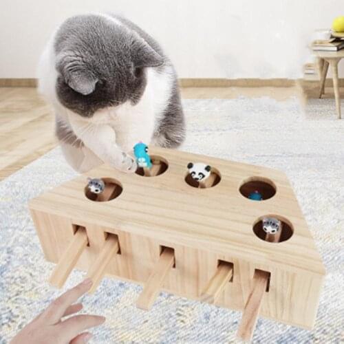 Interactive Cat Toy Catch Hunt Mouse Kitten Puppy Puzzle Funny Solid Wood Toys Indoor Huntint Scratch Toy Cats Supplies Pet Game