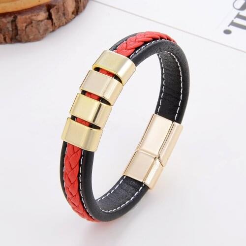 Classic Colorful Leather Men Bracelet Zinc Alloy Metal Magnetic Jewelry For Women Simple браслеты женские Gift 2021