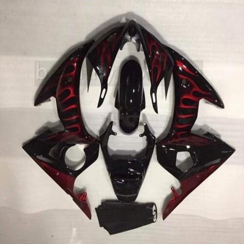 Red flame in black fairing set fit for YZF R6 2003 2004 2005 fairings kit YZF R6 03 04 05