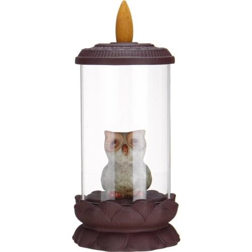 Owl Ceramic Backflow Incense Burner Smoke Cones Holder Sticks Censer Clay Decor