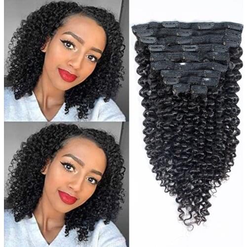 Lulalatoo Kinky Curly Clip In Human Hair Extensions 120G Brazilian Curly Remy Hair Natural Color 10Pcs/Set 120G For A Head