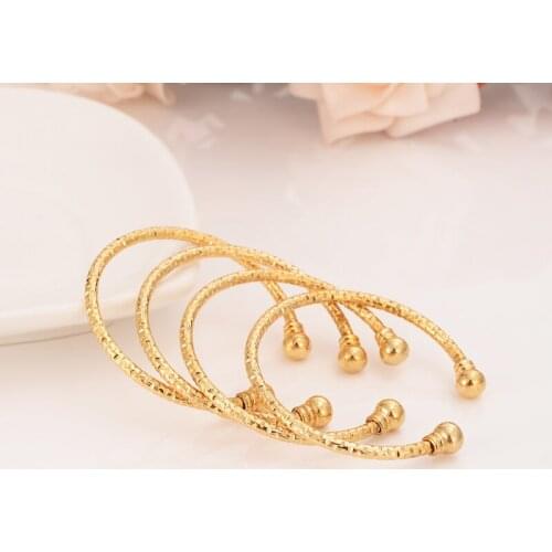 Bangrui Small Bangle for Girls/Baby Gold Color Charm Beads Bracelet Small Jewelry Child Party Gifts