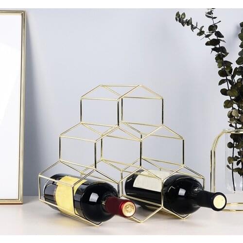 Metal Honeycomb Wine Rack Wine Holder Storage Beehive Tabletop Wine Bottle Hexagon 6 Bottle Wine Rack Display range bouteille