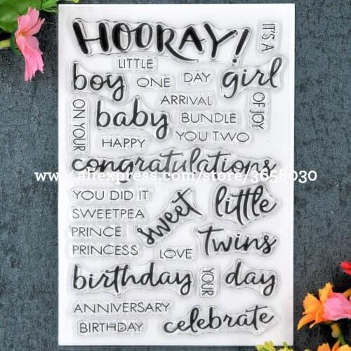 Baby boy girl sweet birthday Scrapbook DIY photo cards rubber stamp clear stamp transparent stamp 11x16cm 8071334
