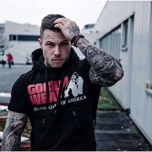 Mens Fitness New Sports Vest Mens Autumn Slim Running Training Fitness Hooded Pullover Mens Sweaters Hoodies