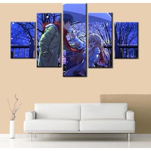 Wall Art HD Prints 5 Piece Home Decorative Anime Toradora Painting Modular Loves Pictures Bedside Background Frame Canvas Poster