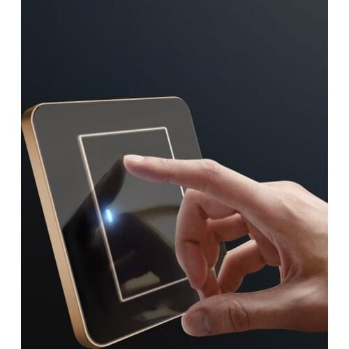 EU 1 2 3 4 Gang 1 2 Way Press button Black Mirror Light Switch Any Point Wall Switch Acrylic Panel With Led Socket USB German UK