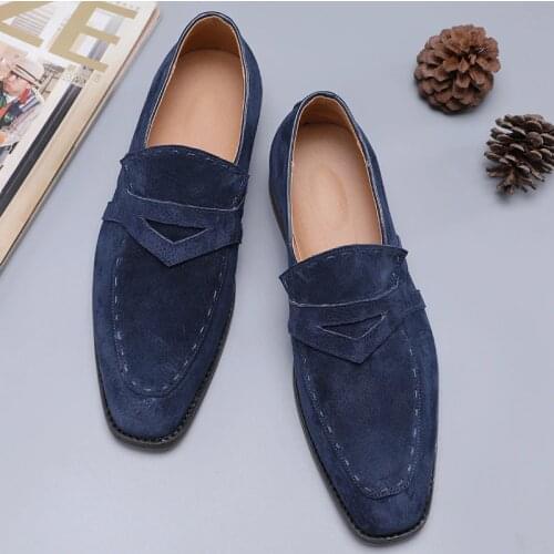 NEW Men Suede Loafers Comfortable Flat Casual Shoes Men Breathable Slip-On Soft Leather Driving Shoes Moccasins
