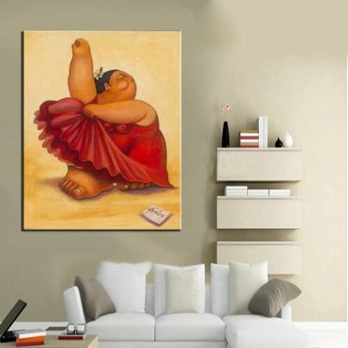 Factory Wholesale High Quality Impression Woman Fat Portrait Oil Painting On Canvas Handmade Fat Lady Dancing Oil Painting