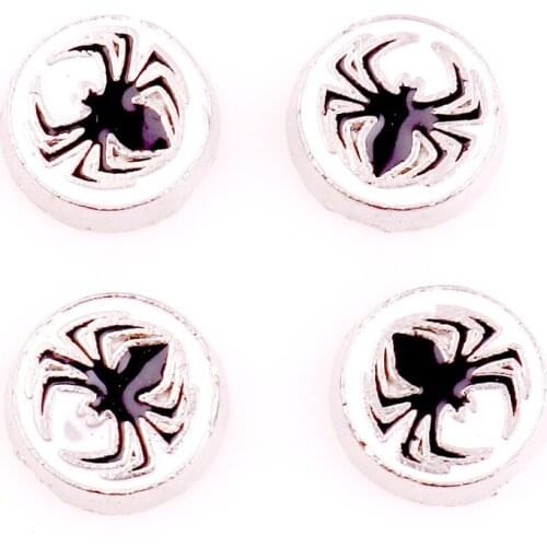 20pcs F1063 Round black spider shape Floating charms Zinc Alloy Suitable for Floating Locket DIY Jewelry Pendant Necklace