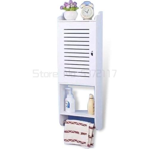 Bathroom storage hole free hanging cabinet bathroom wall hanging cabinet storage toilet storage rack