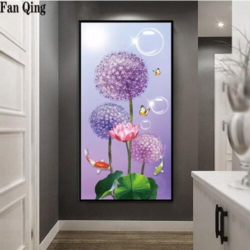 Full Square/round Diamond Painting Dandelion lotus Cross Stitch 5d Diy Needlework Embroidery Flower Home Decor Rhinestones Gift