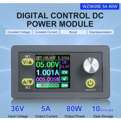 Digital Control Module 5A 80W Constant Voltage Current Programmable Power Supply Module Adjustable Voltage Regulator DataStorage