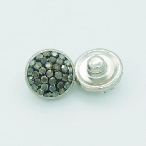 Handmade high Quality 12MM Hematite rhinestone snap buttons knob=4.5mm for DIY bracelets charm jewelry Snap Bracelets KZ9040