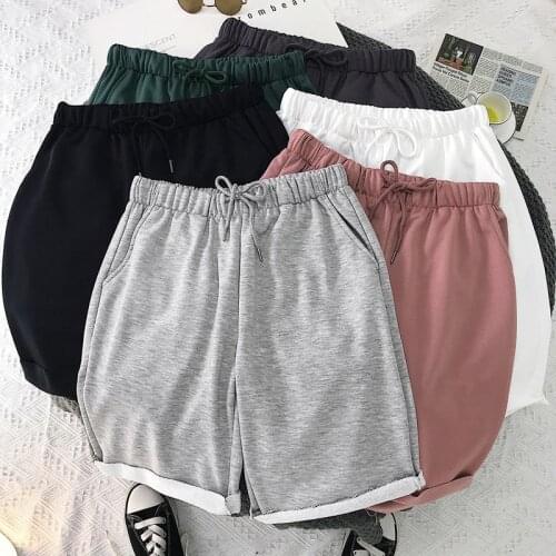 2021 Summer New Korean Casual Shorts Loose Mens Casual Short Joggers Black White Drawstring Waist Couples Shorts 4XL 5XL
