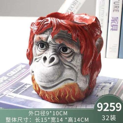 Resin Flower Pots Decorative Ape Head Shape Desktop Planter Flowerpots Cartoon Animal Desktop Crafts