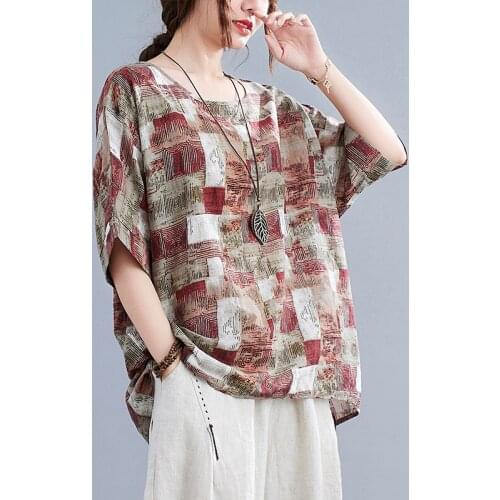 Thin Soft Cotton Loose Summer T Shirts Tops 2021 New Arrival Paisley Print Fashion Women T Shirt Holiday Travel Casual T-shirt