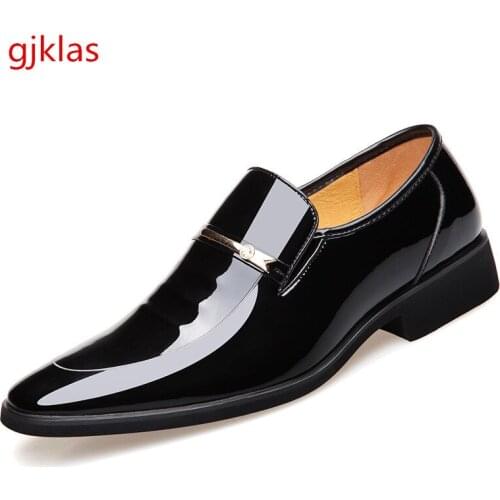 Height Increased Patent Leather Dress Shoes for Men Loafers Formal Shoes Leather Classic Brown Black Business Office Shoes