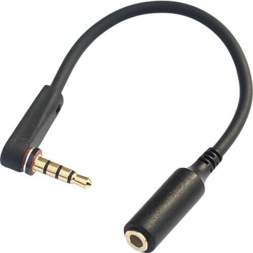 3.5mm jack Male to Female Extension stereo Audio Cable 15cm 90 Degree Angled Black color
