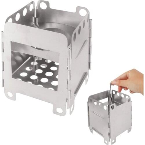 Outdoor firewood stove card type connected stainless steel heating barbecue cooker fire camp solid fuel camping wood burning