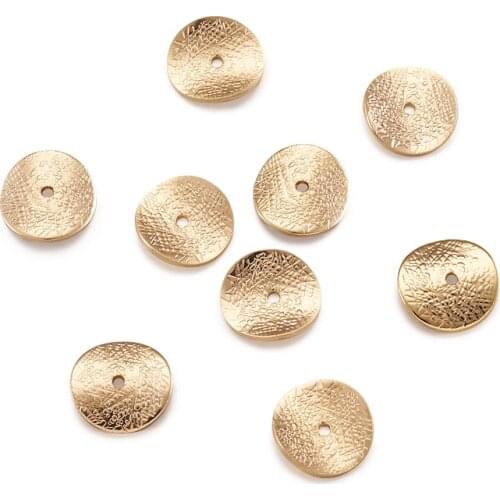 10Pcs Brass Spacer Beads Real 18K Gold Plated Flat Round Beads For DIY Earrings Bracelet Jewelry Making Findings 11x10.6x0.8mm