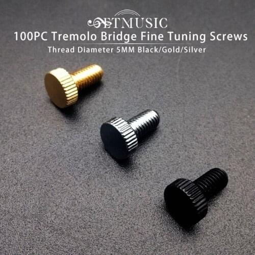 100pcs Electric Double System Tremolo Bridge Fine Tuning Screws Thread For Electric Guitar diameter 5MM Black Gold Silver