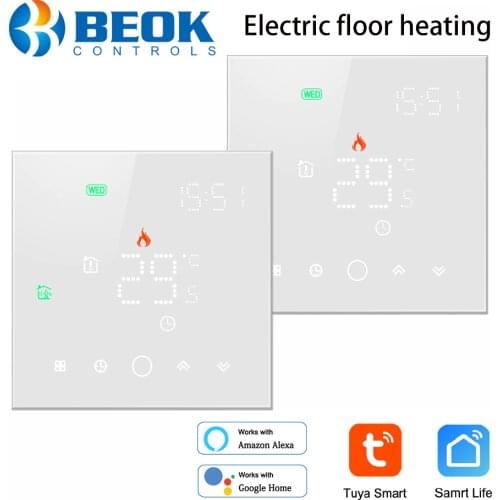 2PCS Beok Wifi Thermostat for Electric Floor Heating Home Temperature Controller for Smart Home Work with Alexa Tuya Google Home