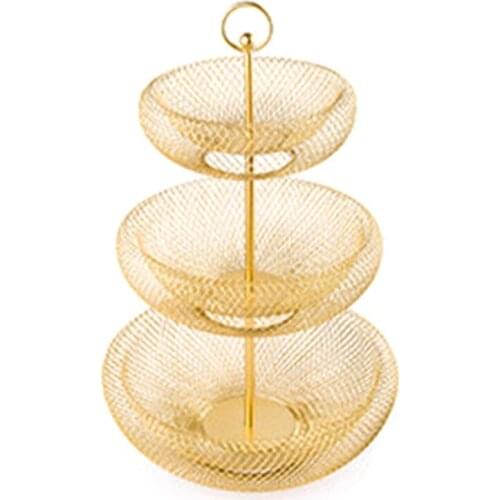 3 Tier Fruit Basket Bowl Vegetables Organizer Kitchen Detachable Metal Storage