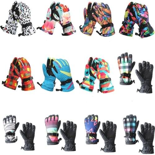 -30 Women Snow Gloves winter outdoor sports Accessories Mitten Waterproof Windproof Snowboarding outfits Five-finger Ski Gloves