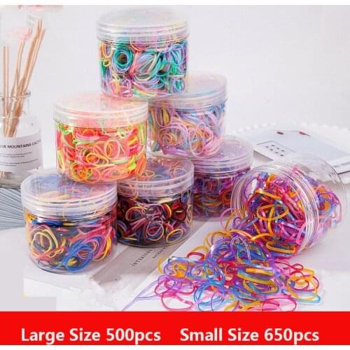 500/650Pcs Girls Hair Rope Cute Strong Hair Tie Hair Ring Elastic Hair Band Candy Color Rubber Band Headdress Hair Accessories