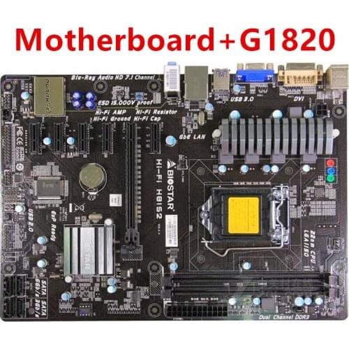 6GPU 6PCIE for BIOSTAR HIFI H81S2 G1820 Desktop HI-FI H81S2 Motherboard H81 LGA 1150 i7 i5 i3 DDR3 SATA2 ATX 100% Fully Test