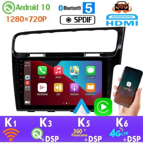 Android 10.0 1280*720 Car Radio GPS Player For Volkswagen VW Golf 7 MK7 RHD 360 Camera HDMI Head Unit 4G LTE CarPlay SPDIF auto